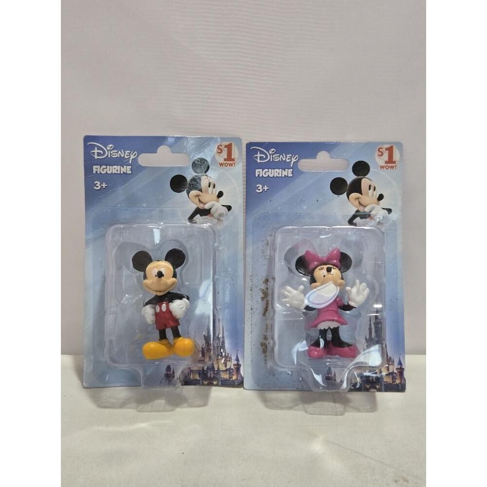 Disney Mickey & Minnie Figurines – Lot of 2 Mini Collectible Figures #L44l